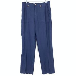 Orvis 100% Linen Straight Leg Pants Womens Size 12 Navy Blue
